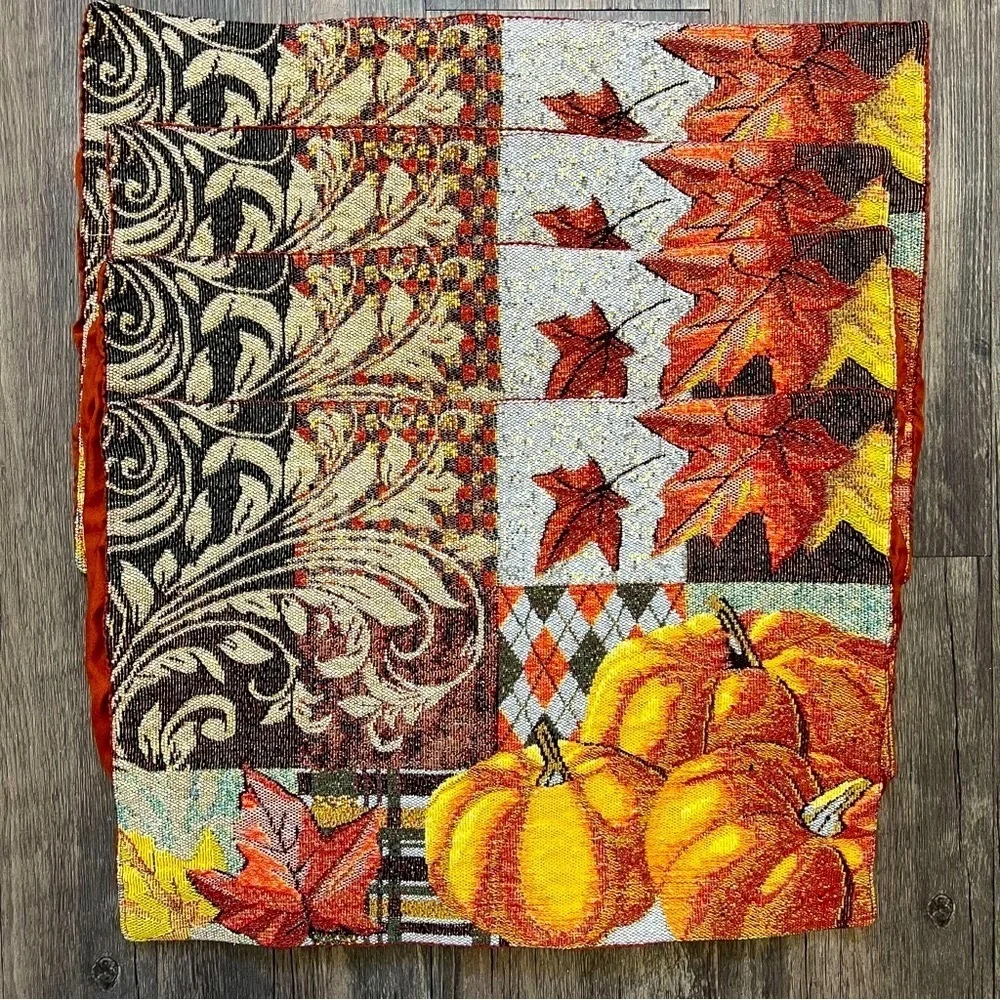 Home Decor Pumpkin Placemat 4pc Fall Table Dining Sparkly Thanksgiving Halloween